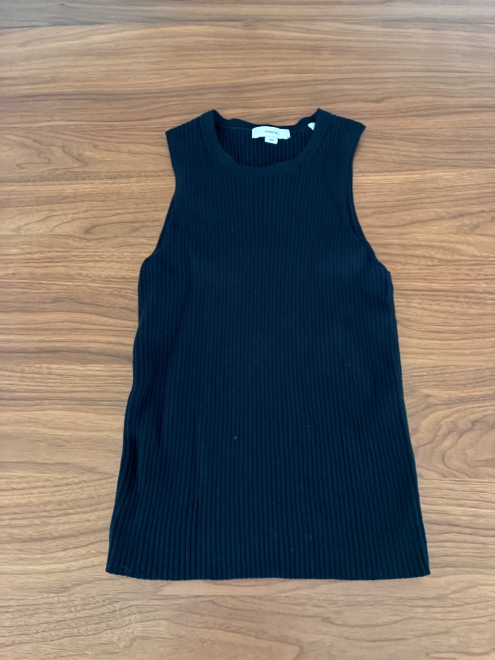 Vince Black Ribbed Sweater Tank Top Size Medium Minimalist Knit
